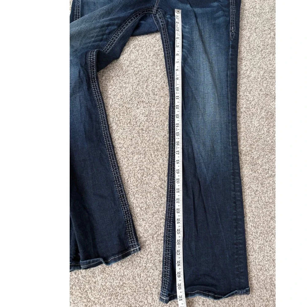 Rock Revival Western Y2K Iselin Easy Boot Jeans 31 Dark Wash Rhinestone - Picture 10 of 10